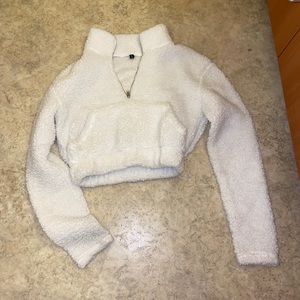 Sherpa half zip crop top